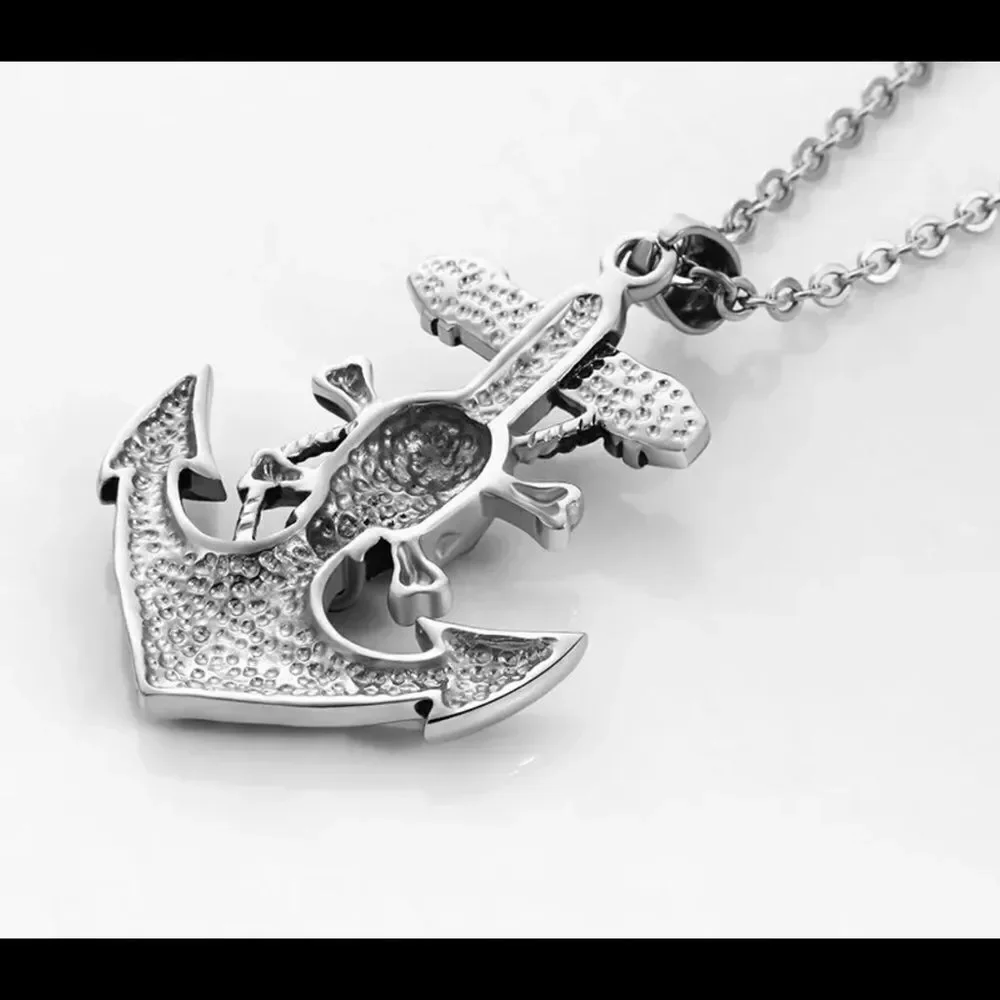 Retro Pirate Skull Anchor Pendant‎